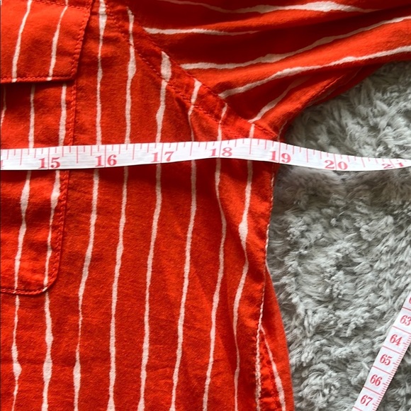 LAUREN RALPH LAUREN Orange and White Striped button up cotton Shirt preppy S - Picture 5 of 6